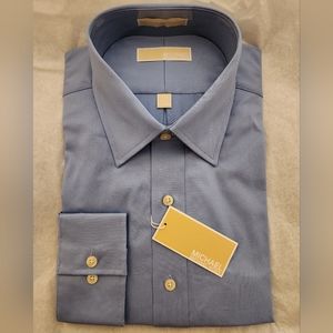NWT Michael Kors Men's Long Sleeve 17.5 34-35 XL Dress Shirt in English Blue